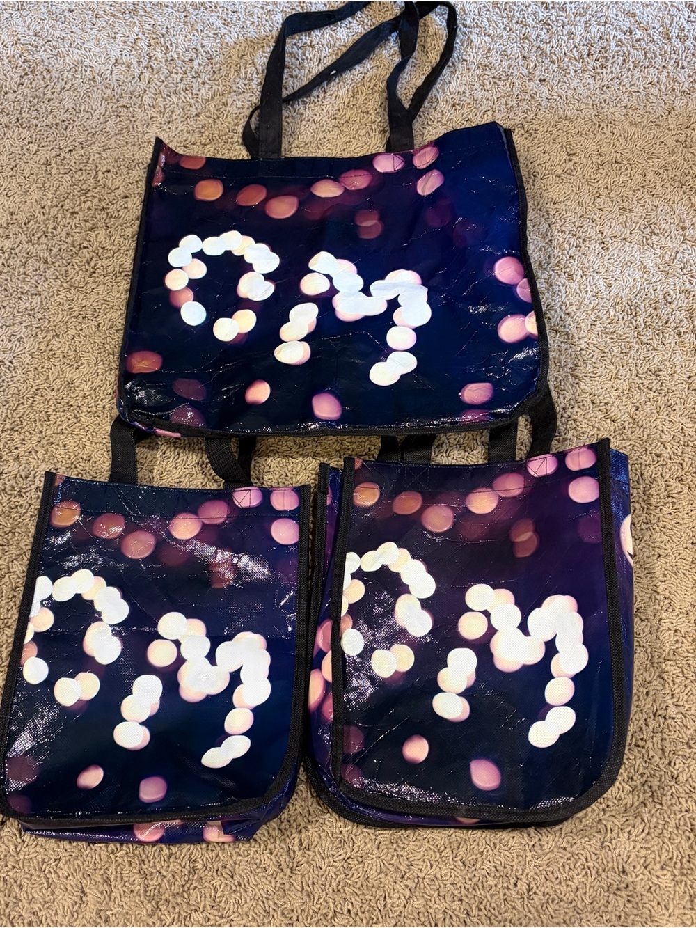 Lot Of 3 Lululemon Reusable Tote Shopping Bags Small And Large